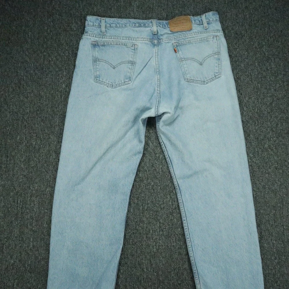 VINTAGE Levis Jeans Mens 38x30 Light Wash 505 Straight Leg Orange Tab Y2K 90s